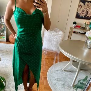 Satin High-Low Dress (Green)